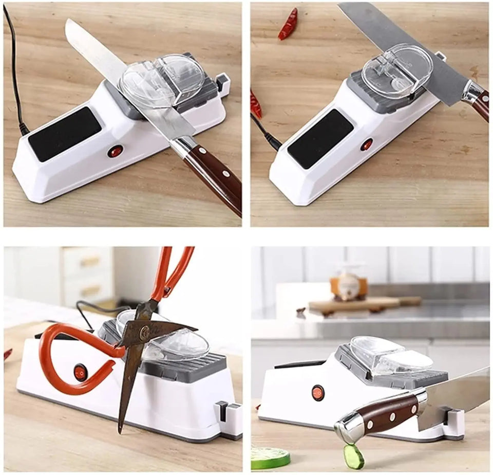 USB Electric Knife Sharpener Adjustable Kitchen Knife Tool Knife Scissors Sharpening White Medium-fine Grinding Blade (Color : White) pattanaustralia
