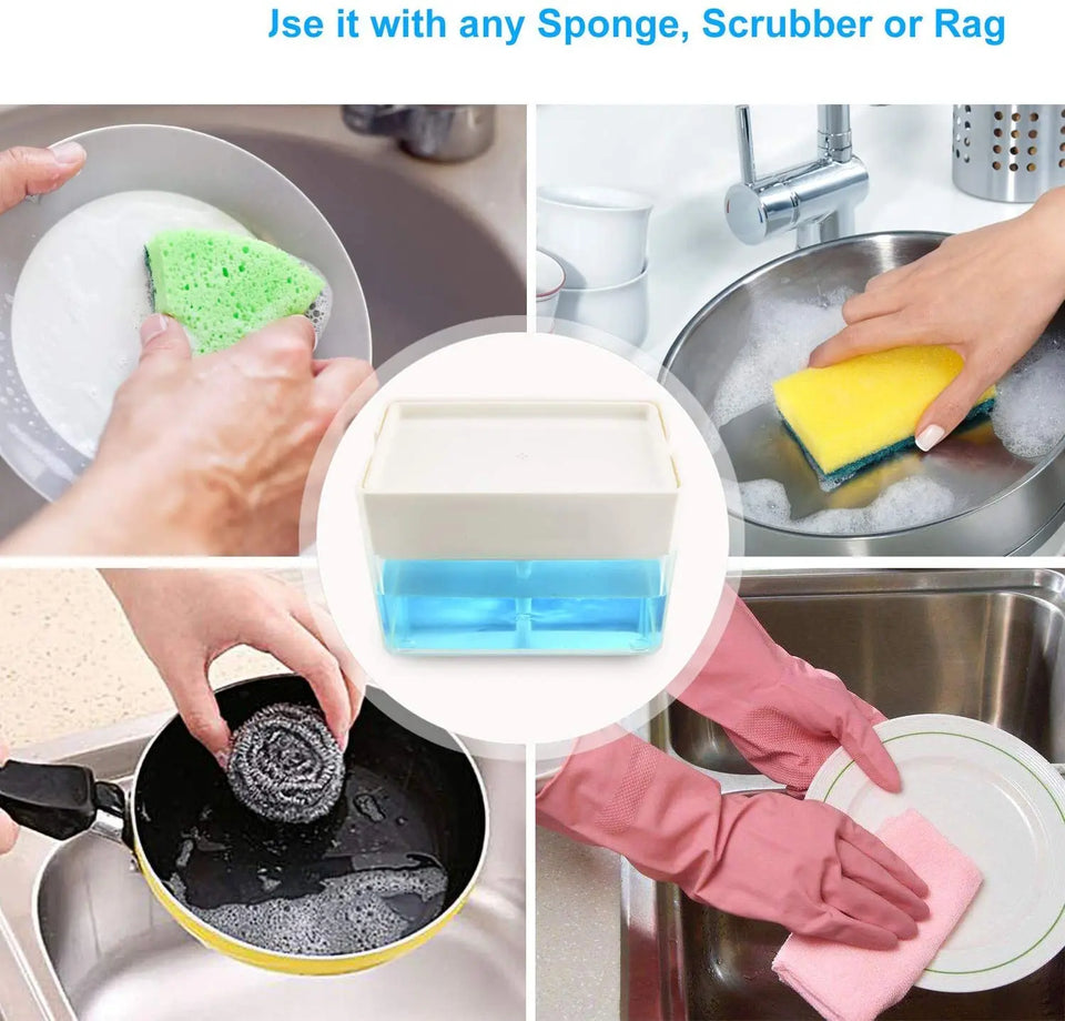 Albayrak 2-in-1 Soap Dispenser for Kitchen, Sponge Holder, Instant Refill, Durable & Rust proof 13 oz Pattan Australia