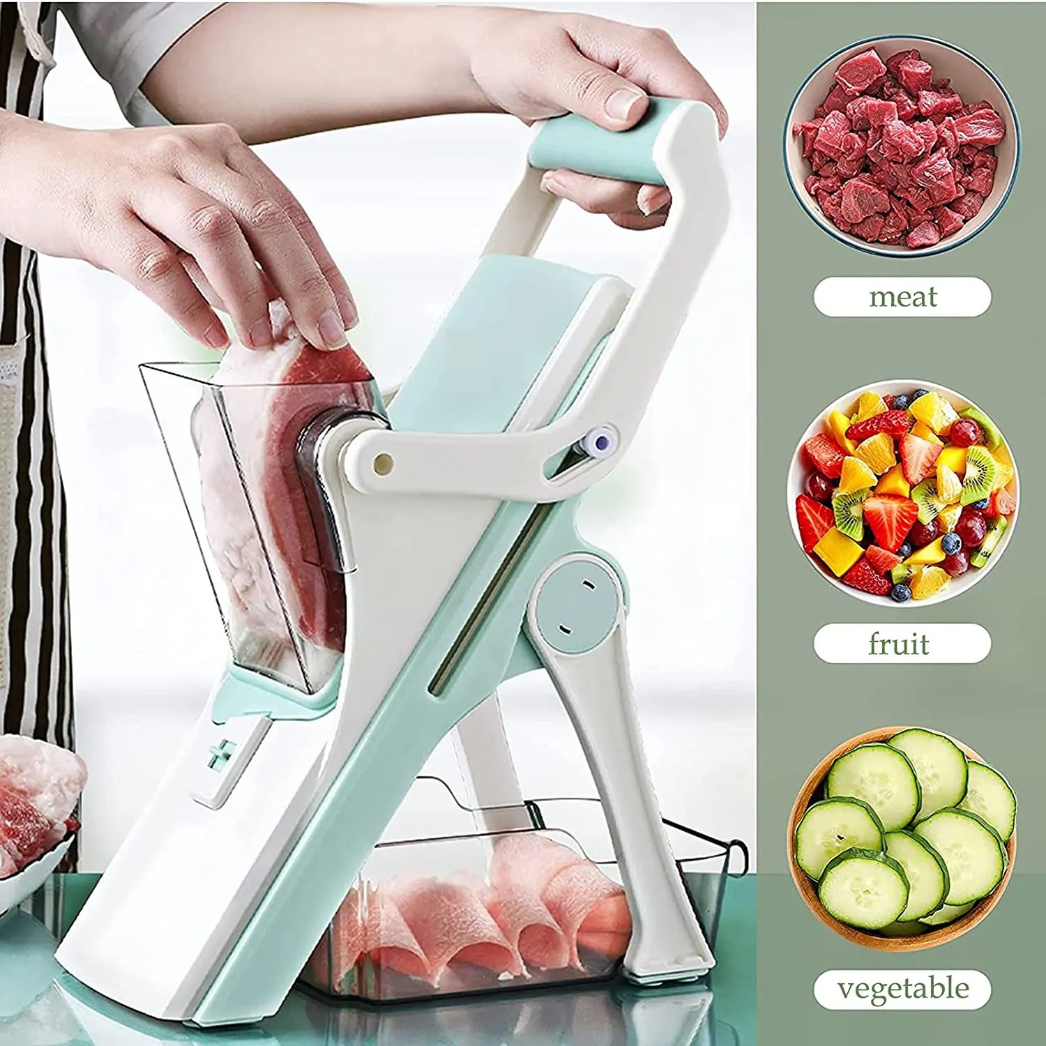 Mandoline Slicer for Meat and Vegetables, Adjustable Blades Thickness Kitchen Safe Pattan Australia