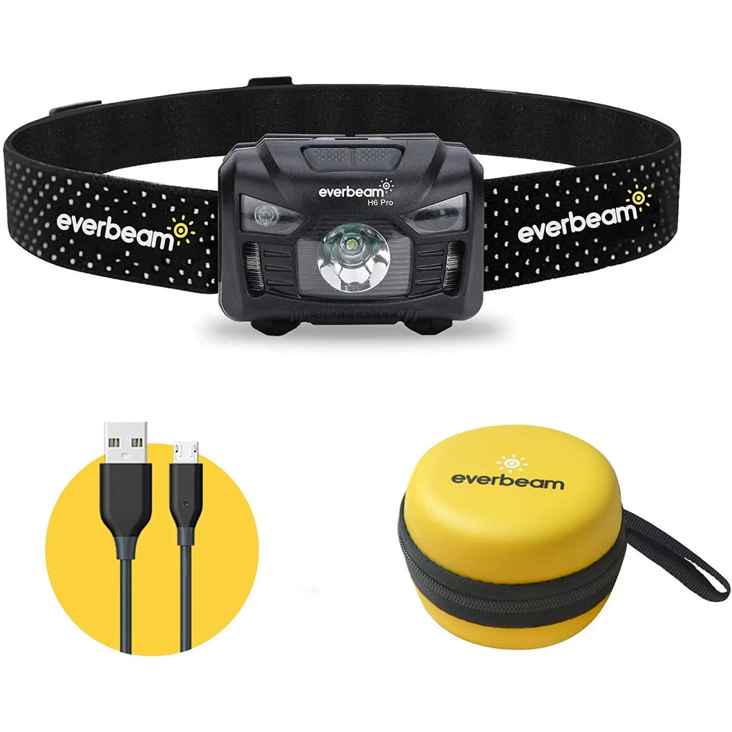 Everbeam H6 Pro LED Rechargeable Headlamp, Motion Sensor Control, 650 Lumen Bright, 30 hrs Runtime, 1200mAh Battery, USB pattanaustralia