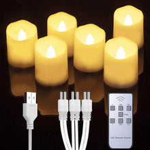 Load image into Gallery viewer, Homemory Rechargeable Flameless Candles with Remote, Battery, Timer, 6 PCS Electric Fake Candle in Warm White (USB Cable Included)
