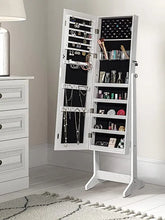 Load image into Gallery viewer, Luxfurni LED Light Jewelry Cabinet Standing Mirror Makeup Lockable Armoire, Large Storage Organizer

