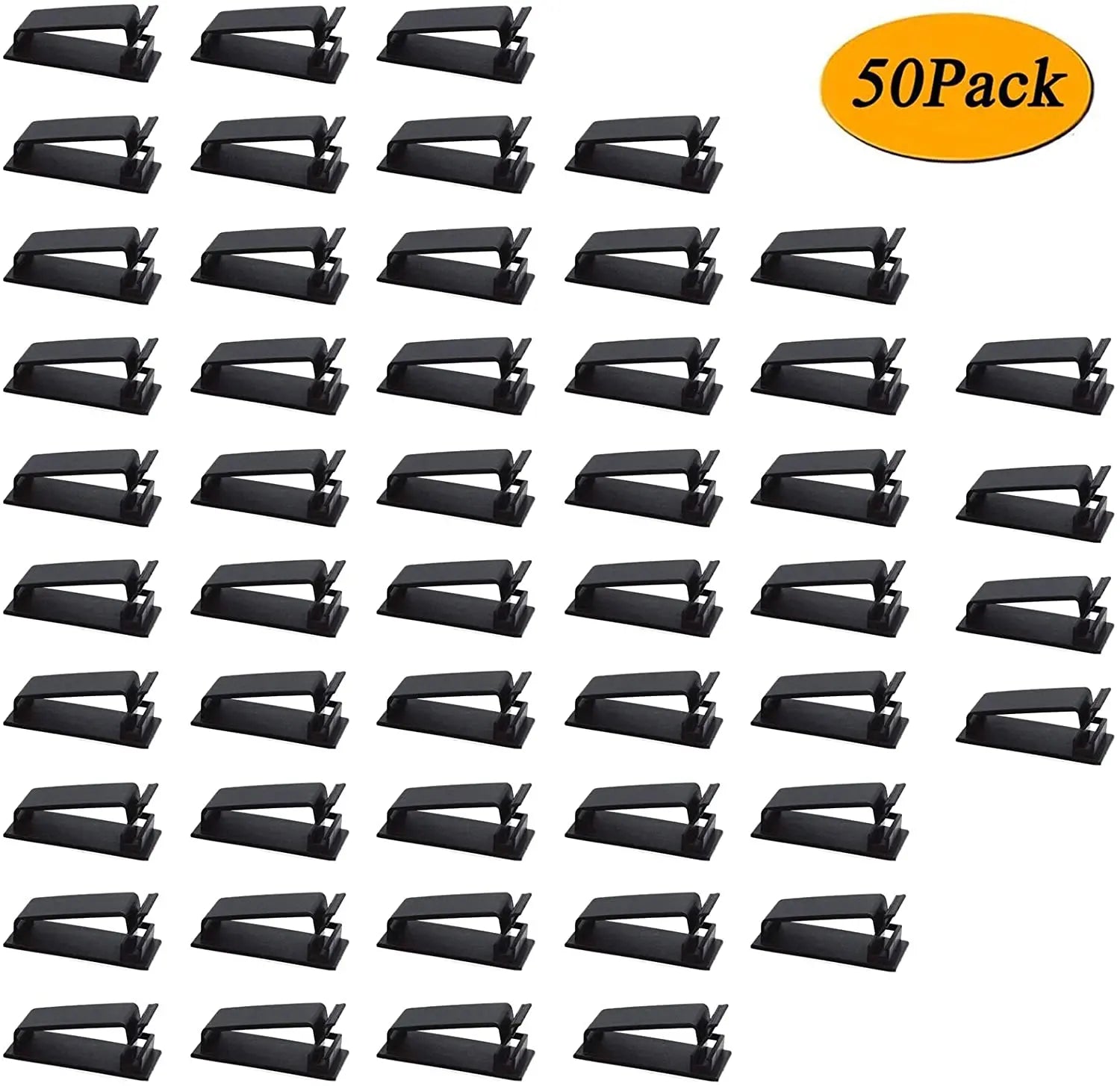 50-Pcs Self Adhesive Cable Management Clips, for TV, PC, Laptop, Ethernet Cable, Desktop, Home, Office (Black) pattanaustralia