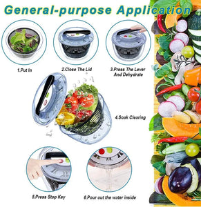 Salad Spinner Large Multifunctional 4.5 Quart Design BPA Free, Manual, Crank Handle & Locking Fruits and Vegetables Dryer Pattan Australia