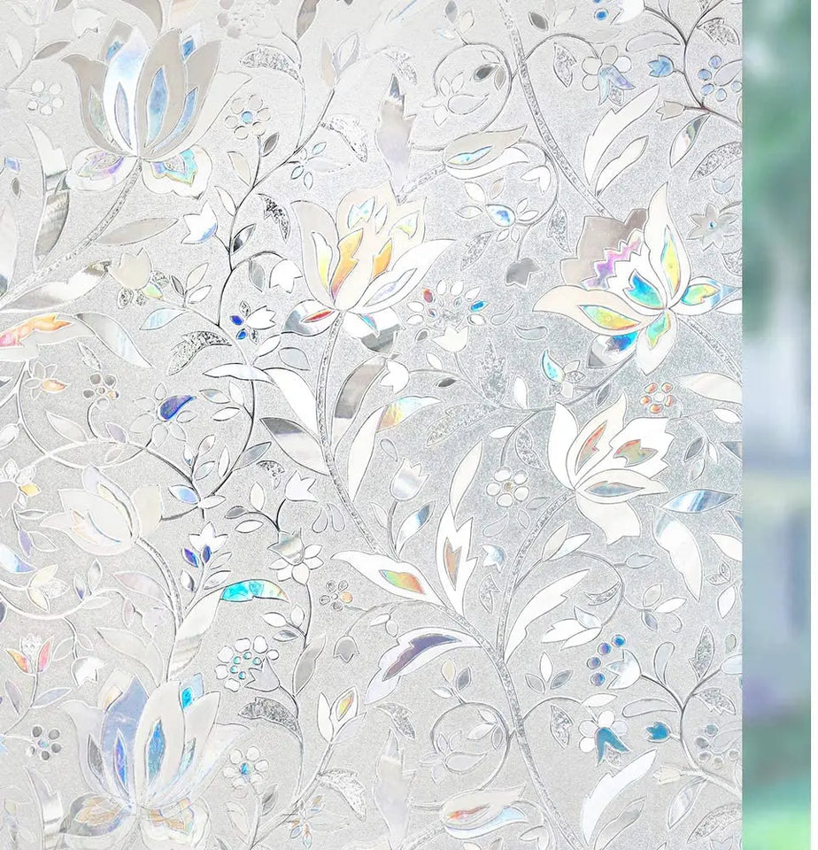 RABBITGOO 3D Decorative Window Films Privacy Static Cling Glass Window Film Non-Adhesive Heat Control Anti UV Flower Patten for Home Kitchen Bedroom pattanaustralia