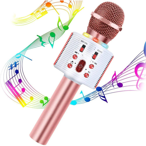 CREUSA Wireless Microphone, Portable Cordless Mic Handheld Karaoke Family, Kids Player KTV Speaker with LED Ideal for Karaoke (Pink) pattanaustralia
