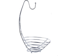 Load image into Gallery viewer, Fruit Bowl with Banana Hook, Silvery Chrome Finish, 43 cm Tall
