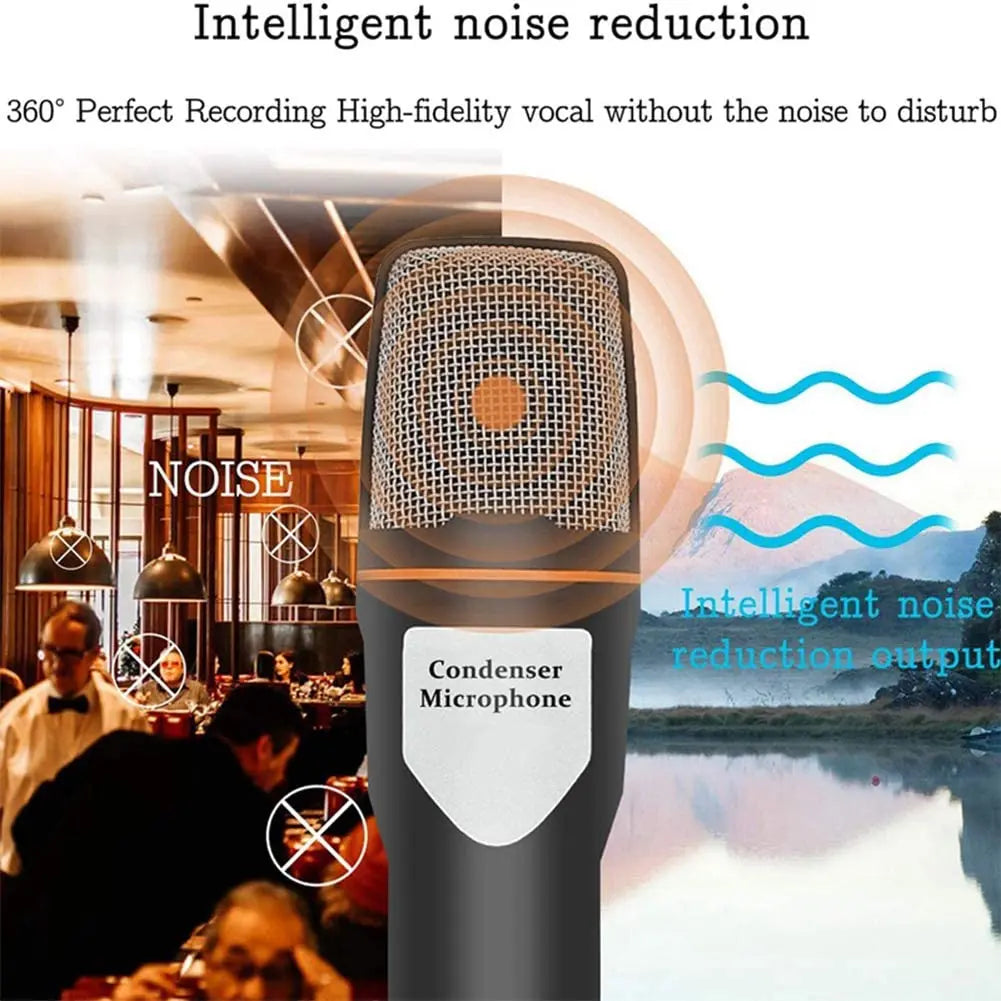 PC Microphone with Mic Stand,Professional 3.5mm Jack Recording Condenser for Video Recording, Streaming External Microphone for Lapto (Black) pattanaustralia