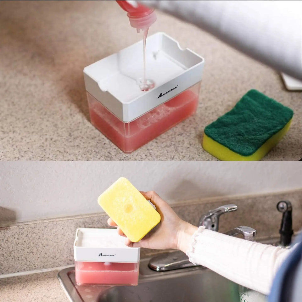 Albayrak 2-in-1 Soap Dispenser for Kitchen, Sponge Holder, Instant Refill, Durable & Rust proof 13 oz Pattan Australia