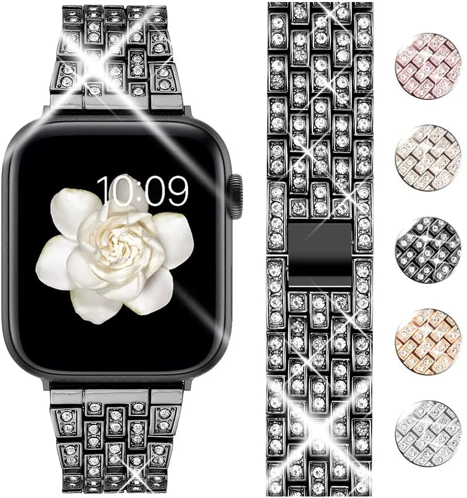 Goton Jewelry Band Compatible with Apple 5,4,3,2,1 Watch Band 40mm, 38mm, Women Luxury Diamond Bling Crystal Stainless Metal Strap Silver pattanaustralia