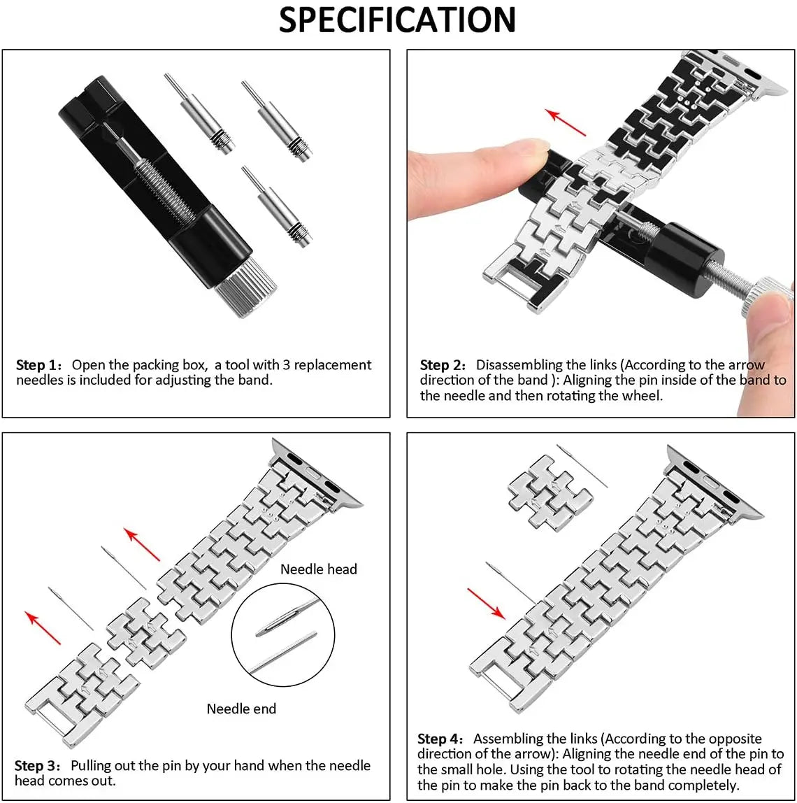 Goton Jewelry Band Compatible with Apple 5,4,3,2,1 Watch Band 40mm, 38mm, Women Luxury Diamond Bling Crystal Stainless Metal Strap Silver pattanaustralia