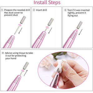Portable Nail Drill Set-Professional 11 in 1 Nail File Machine 20000 RPM, Drill Kit, Pedicure and Personal DIY Manicure,USB pattanaustralia