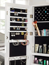 Load image into Gallery viewer, Luxfurni LED Light Jewelry Cabinet Standing Mirror Makeup Lockable Armoire, Large Storage Organizer
