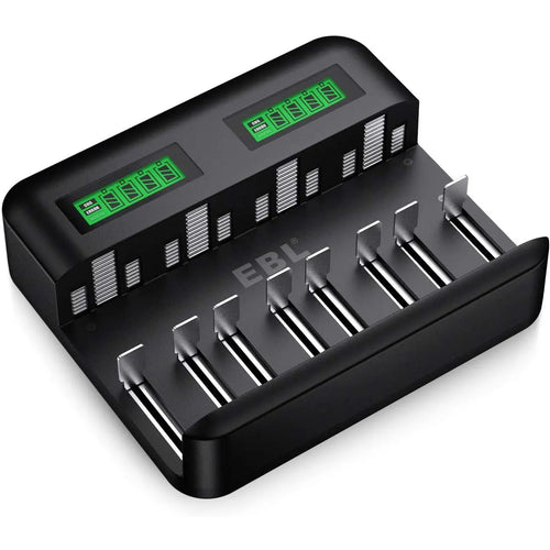 EBL LCD 8 Bay Universal Battery Charger for 1.2V AA AAA C D Rechargeable Batteries Pattan Australia