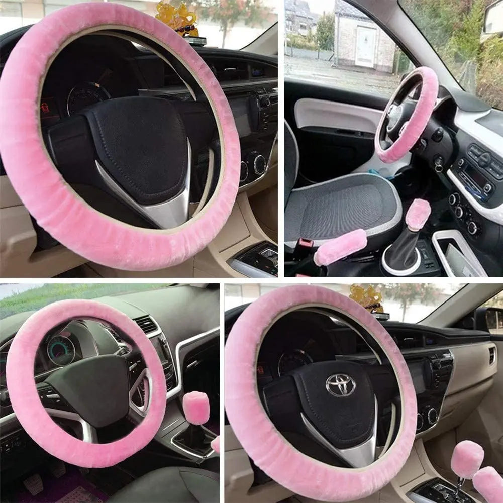Non-Slip Elastic Steering Wheel Cover with Handbrake Cover Gear Shift Cover,Leopard Print Car Interior Accessories 15"1 Set 3 Pcs pattanaustralia