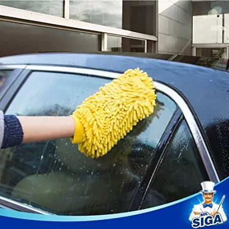 MR.SIGA Microfiber Car Wash Mitt, Pack of 2, Blue & Yellow Pattan Australia