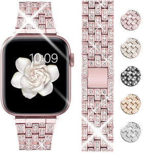 Goton Jewelry Band Compatible with Apple 5,4,3,2,1 Watch Band 40mm, 38mm, Women Luxury Diamond Bling Crystal Stainless Metal Strap Silver pattanaustralia