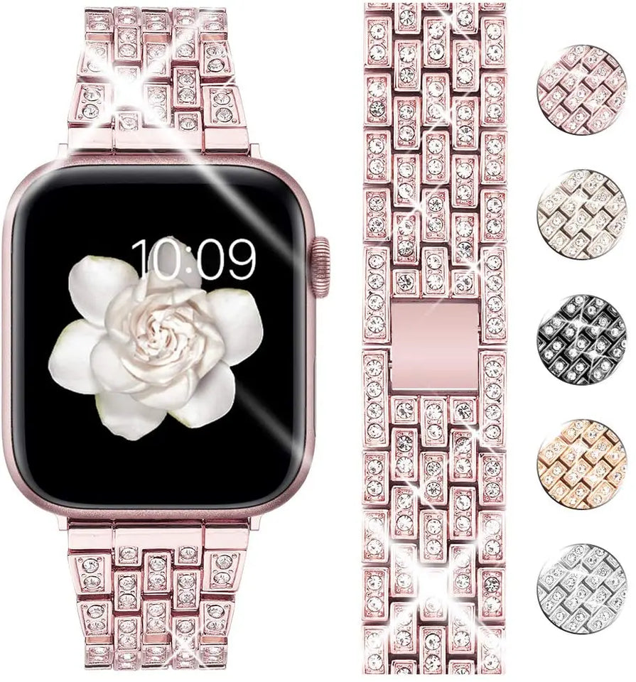 Goton Jewelry Band Compatible with Apple 5,4,3,2,1 Watch Band 40mm, 38mm, Women Luxury Diamond Bling Crystal Stainless Metal Strap Silver pattanaustralia