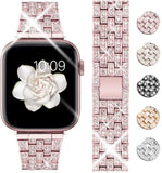 Goton Jewelry Band Compatible with Apple 5,4,3,2,1 Watch Band 40mm, 38mm, Women Luxury Diamond Bling Crystal Stainless Metal Strap Silver pattanaustralia