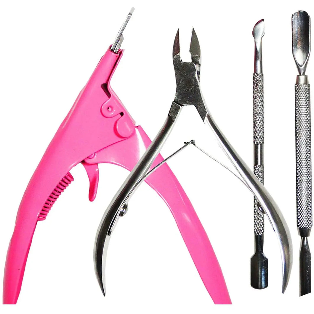 4 Pcs Manicure Pedicure Tools Set of Cuticle Pushers and Nipper Trimmer, Nails Tips Clipper, Edge Cutter