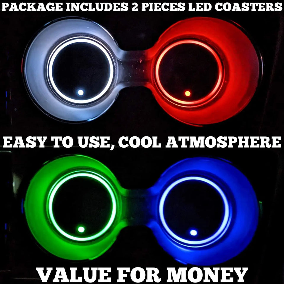 2PCS LED Car Cup Holder Lights Up Coaster, Colorful Interior Accessories Decoration of Car pattanaustralia