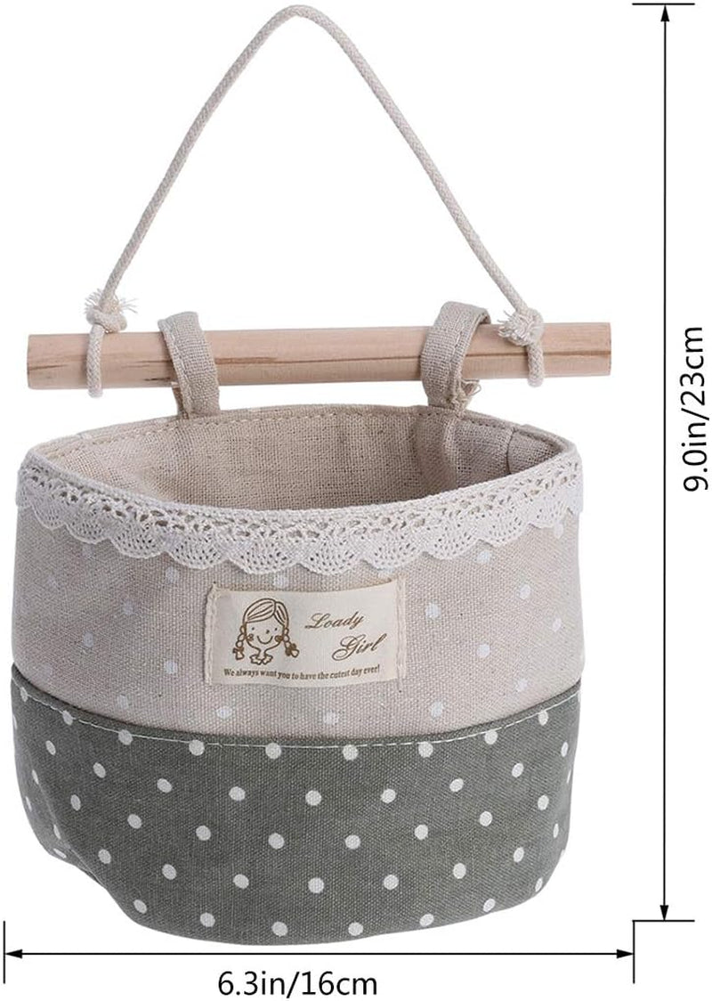 4Pcs Wall Hanging Organizer Bag Lace Trim Wall Storage Container Bags (Purple& Green& Coffee& Pink)