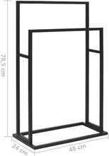 Load image into Gallery viewer, Freestanding Towel Rack Indoor Washroom Bathroom Towel Hanger Storage Shelf Holder Home Decor Accessory Organiser Black Iron
