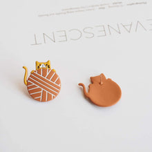 Load image into Gallery viewer, Cute Cat Earrings Orange Kitten Stud Earring Teen Girls Cat Lovers Birthday Christmas Gift

