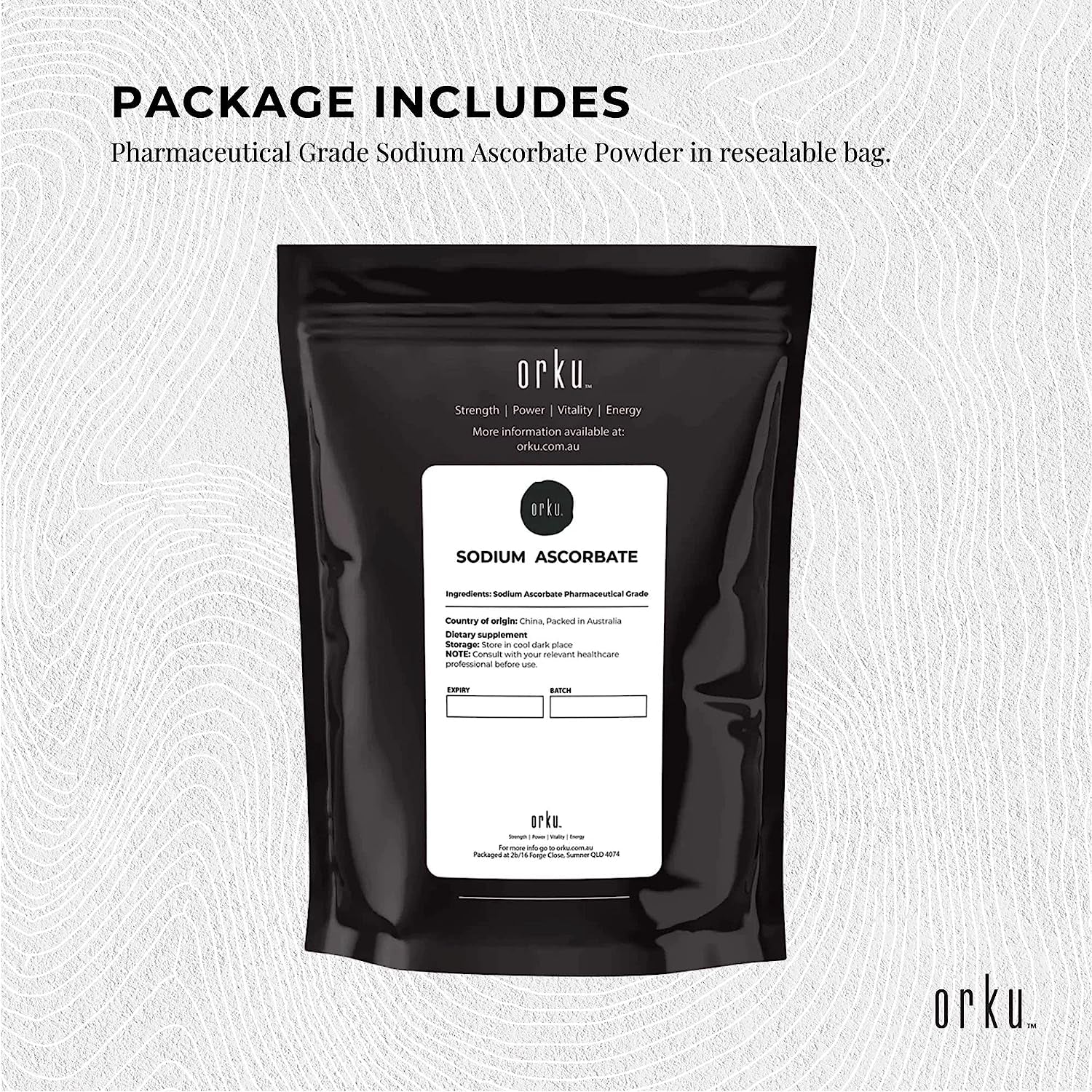 ORKU 400G Sodium Ascorbate Powder - Vitamin C Buffered Pharmaceutical Ascorbic Acid | Immune Vitamins for Immune System Booster and Strong Antioxidant for Making Serum or Adding to Smoothie and Drinks