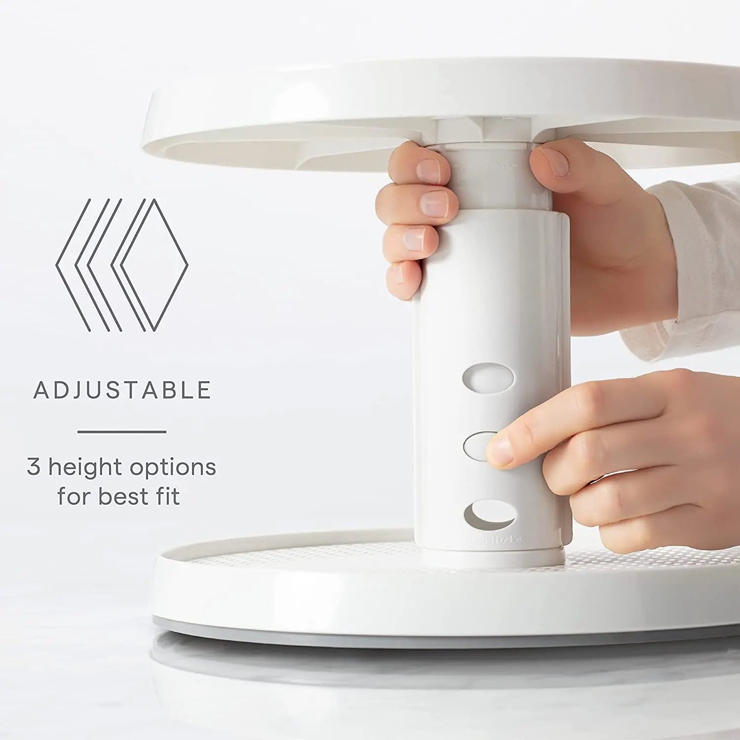 50066 2-Tier Height Adjustable Crazy Susan Kitchen Cabinet Turntable and Spice Organizer, White