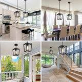 Pendant Lighting for Kitchen Island, 1-Light Black Pendant Lights with Glass Shade, Cage Hanging Light Fixtures, Farmhouse Pendant Light for Dining Room, Entryway, Hallway, Foyer