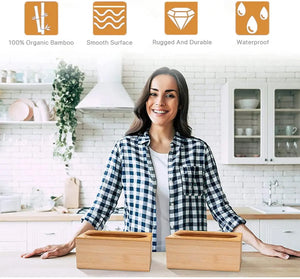 5 Pack Bamboo Storage Bag Organizer Food Storage Bag Organizer Holders Kitchen Drawer Dispenser Compatible with Gallon, Quart, Sandwich, Snack, Candy Variety Size Bags