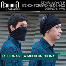 Load image into Gallery viewer, Mens Bandana Head Wrap - Womens Elastic Headband Japanese Long Hair Dreads Black
