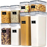 Pantry Storage Containers Set of 8, Airtight Food Storage Container, Clear Plastic Kitchen Canisters with Lids, Stackable Kitchen Space Saving Organiser for Flour, Sugar,Snack - Clear