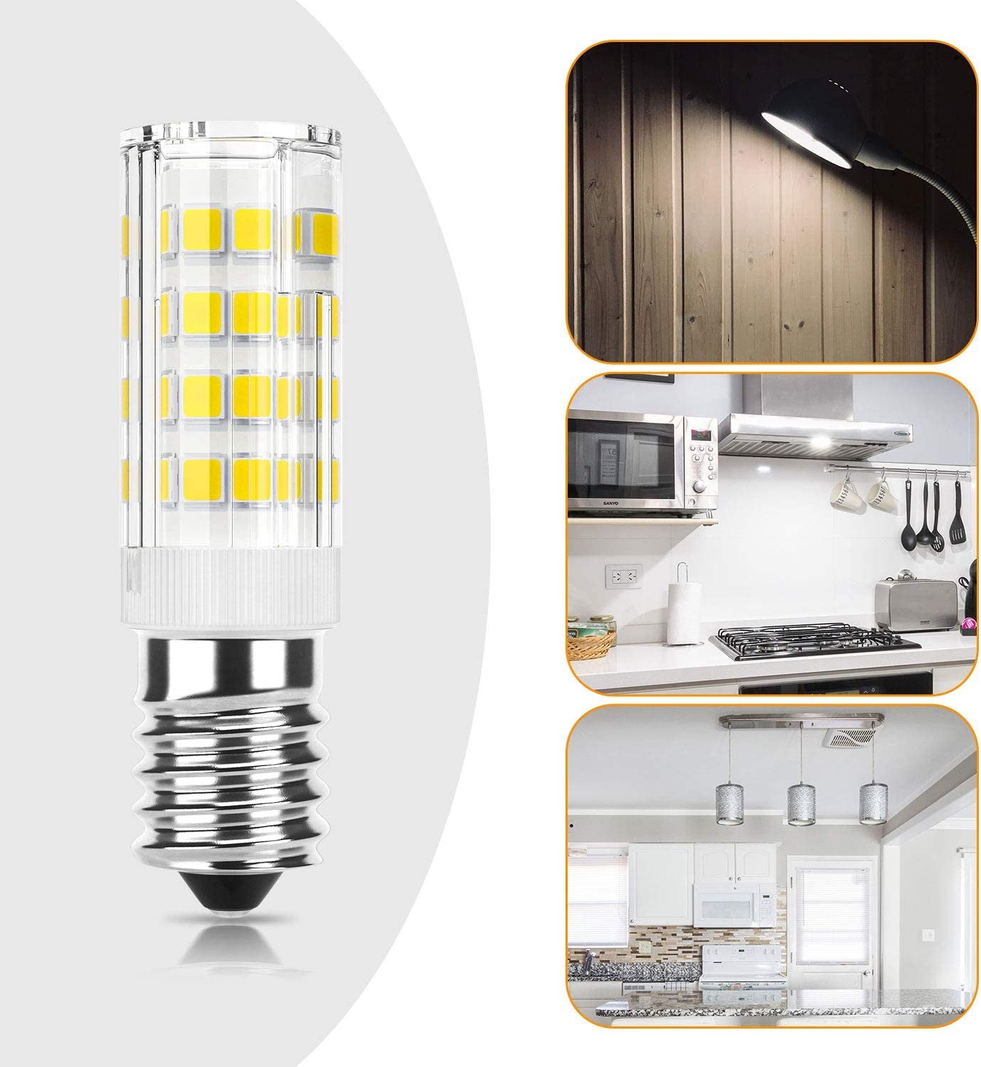 E14 LED Light Bulb 4W (40W Halogen Equivalent), Daylight White 6000K 400LM, 220V, Non-Dimmable, Small Edison Screw Bulb for Fridge/Cooker Hood, 2-Pack