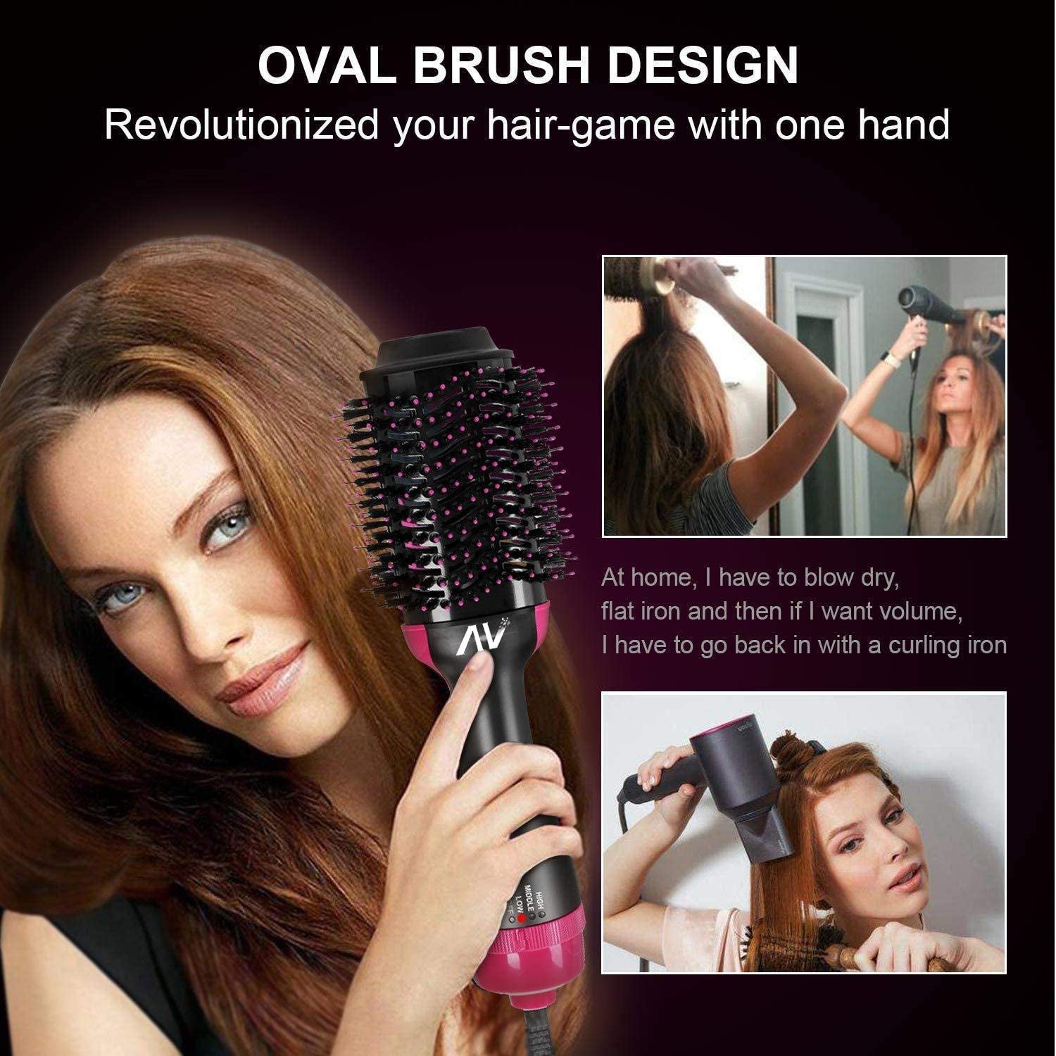AU Plug Hot Air Brush,One Step Hair Dryer & Volumizer Hair Dryer & Volumizing Styler Comb 3-In-1 Negative Ion Straightening Brush Salon Hair Straightener Brush Curler for All Hair Types