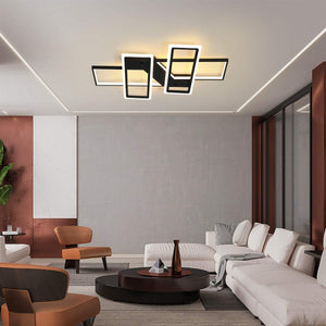 Dimmable Ceiling Light,4 Squares Modern LED Ceiling Lamps with Remote Control,80W Acrylic Flush Mount Ceiling Light Fixture for Living Dining Room Bedroom Kitchen(Black)
