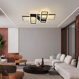 Dimmable Ceiling Light,4 Squares Modern LED Ceiling Lamps with Remote Control,80W Acrylic Flush Mount Ceiling Light Fixture for Living Dining Room Bedroom Kitchen(Black)