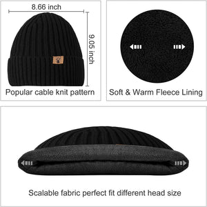 3 Pieces Winter Beanie Hat Scarf Touchscreen Gloves Set for Men&Women Warm Fleece Lining Knit Hat Scarves Slouchy Beanie