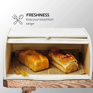 Bread Box - Bamboo Bread Bin for Kitchen Countertop Large Capacity Bread Storage Container Bread Box with Window Bread Holder Food Storage Kitchen Storage & Organisation, Self-Assembly (White)