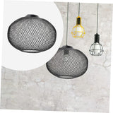 Wrought Iron Lampshade Vintage Light Bulbs Rattan Pendant Woven Clip on Lamp Shade Drum Lampshae Cover Lampshades for Bulb Fixture Guard Black,Xajd54D4511R7