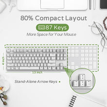 Load image into Gallery viewer, RK87 80% Mechanical Keyboard with USB Hub, 2.4G/Bt5.0/Wired, Wireless Bluetooth Mechanical Keyboard 87 Keys, RGB Hot Swappable Gaming Keyboard with Software, Brown Switch, White
