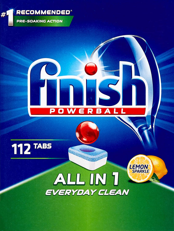Powerball All in One Dishwasher Tablets, Lemon Sparkle, 112 Tablets