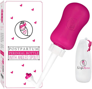 Peri Bottle for Postpartum Care. Post Partum Portable Perineal Bottle with Angled Spout - for after Childbirth - Labour & Delivery Hospital Bag.