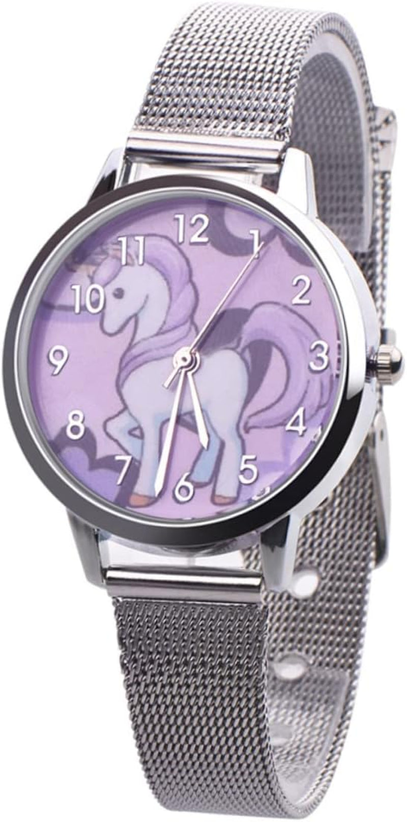 2Pcs Fashion Leather Gift Birthday Pink for Bands Kids with Device Time Unicorn Pattern Wrist Cartoon Watch Children