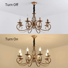 Load image into Gallery viewer, Rustic Chandeliers, 8 Lights Candle French Country Chandelier, Vintage Iron Pendant Light Fixture Hanging Light for Farmhouse, Kitchen Island, Dining Room, Bedroom
