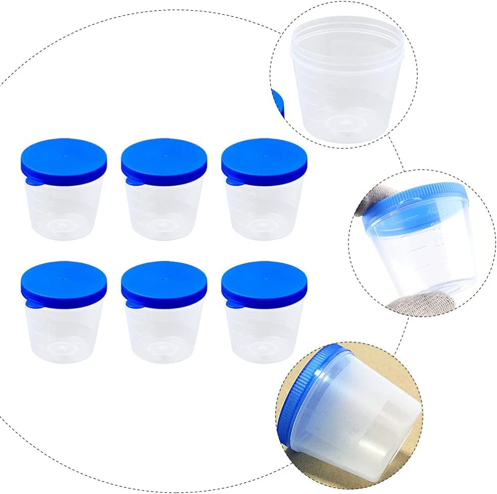 Plastic Specimen Cup Specimen Container Plastic Urine Cups with Lid Stool Specimen Container without Label for Laboratory Pregnancy Test 40ML 100Pcs