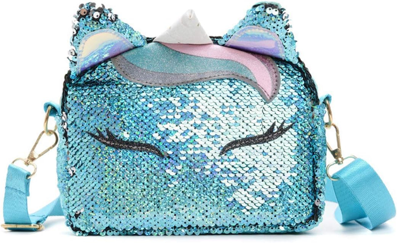 Women Girls Cute Unicorn Glitter Sequins Crossbody Purses Handbag Shoulder Bag for Kids Little Girls