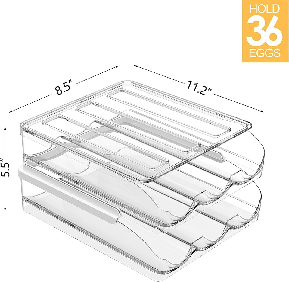 Large Capacity Egg Holder for Refrigerator, 36 Egg Fresh Storage Box for Fridge, Egg Storage Container Organizer Bin, Clear Plastic Storage Container，Egg Storage & Egg Tray (2 Layer)