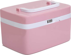 Medicine Lock Box for Safe Medication Storage - Childproof Prescription Bottle Organizer - Lockable Combination Chest (4 Digit Custom Code) Medicine Cabinet W/Separate Compartments | Storage Lockbox